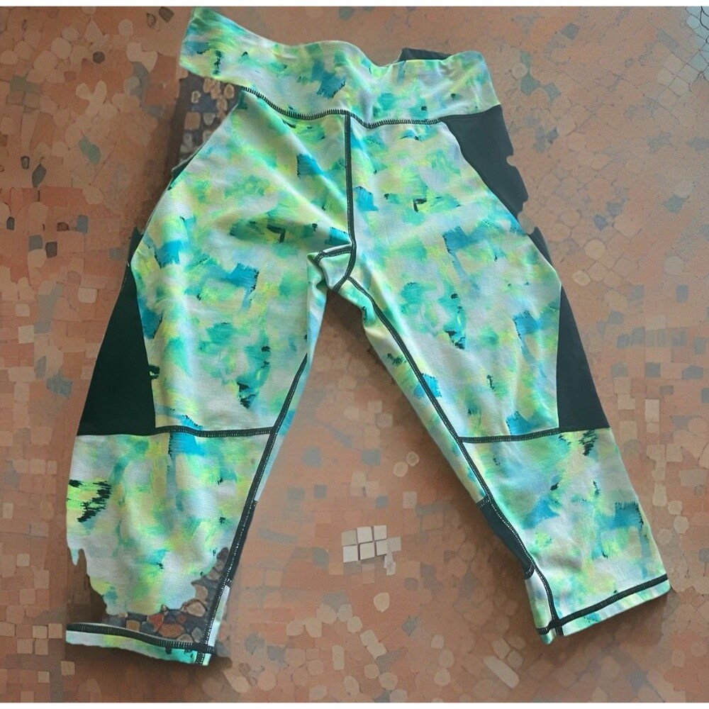 Calvin Klein Performance Quick Dry Compression Pants Sz Medium Green/Black Multi